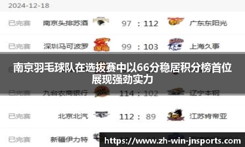南京羽毛球队在选拔赛中以66分稳居积分榜首位展现强劲实力